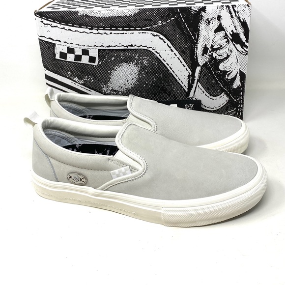 Vans Shoes - VANS Skate Slip On Public Grey White Low Top Suede Women’s Sneakers VN0A5FCA9CZ